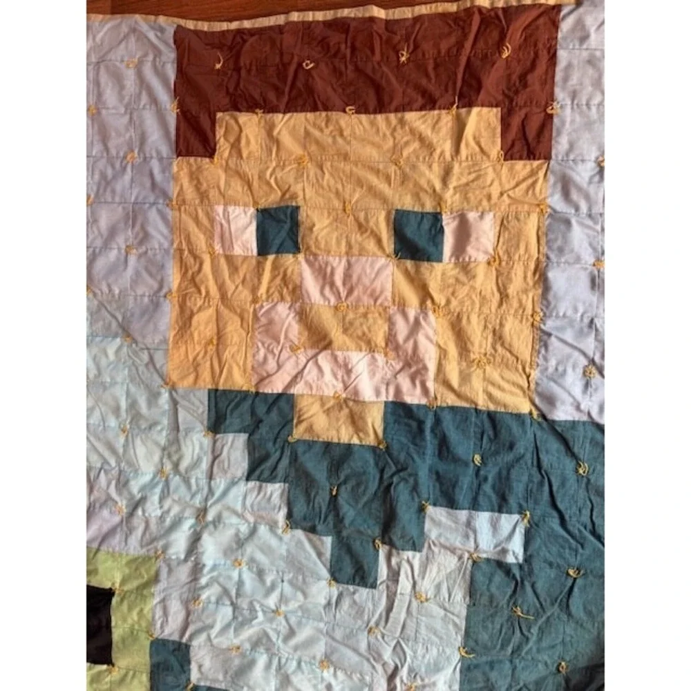 Mine Craft Steve Sword Creeper Knotted Throw Quilt Custom 58